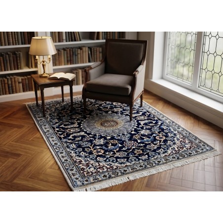 Tappeto Nain 9L Persia Extra Fine Lana e Seta Classico - 122x092 cm - Nuovo