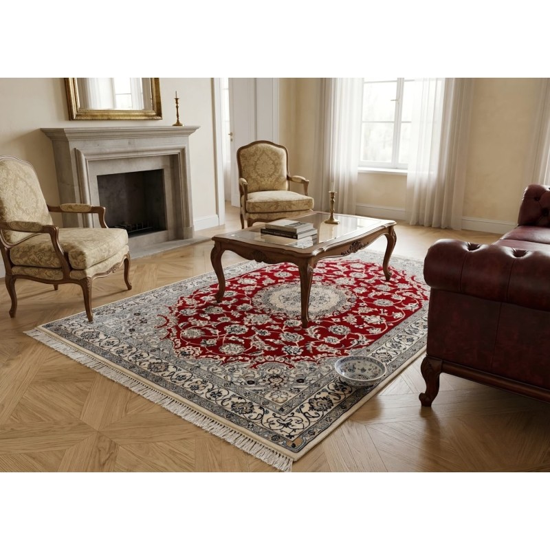 Tappeto Persiano Nain 9L Extra Fine in Lana e Seta - Classico Elegante 179x116 cm (Nuovo)