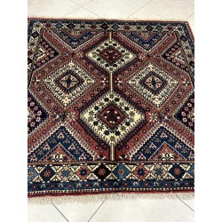 Tappeto Persiano Yalameh Quadrato 153x153 cm - In Lana Annodato a Mano - Motivo Geometrico - Nuovo