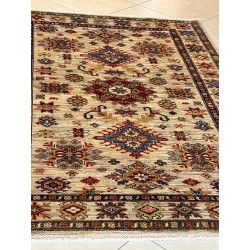 Pregiato Tappeto Shirvan Annodato a Mano - Motivi Geometrici Caucasici - 191x126 cm