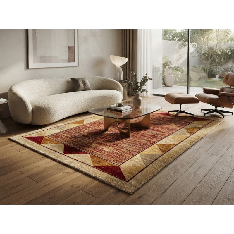 Tappeto Ziegler Moderno in Lana 185x144 cm – Nuovo, Design Geometrico, Colori Caldi