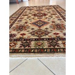 Pregiato Tappeto Shirvan Annodato a Mano - Motivi Geometrici Caucasici - 191x126 cm