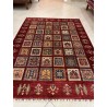 Tappeto Ziegler Moderno in Lana 238x175 cm - Nuovo, Design Geometrico a Quadri con Fondo Rosso