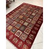 Tappeto Ziegler Moderno in Lana 238x175 cm - Nuovo, Design Geometrico a Quadri con Fondo Rosso