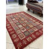 Tappeto Ziegler Moderno in Lana 238x175 cm - Nuovo, Design Geometrico a Quadri con Fondo Rosso
