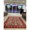 Tappeto Ziegler Moderno in Lana 238x175 cm - Nuovo, Design Geometrico a Quadri con Fondo Rosso
