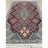 Tappeto Persiano Nain 9L "Geometrico" – 138x90 cm – Lana e Seta, Rosso Rubino e Panna