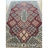 Tappeto Persiano Nain 9L "Geometrico" – 138x90 cm – Lana e Seta, Rosso Rubino e Panna