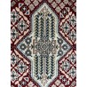 Tappeto Persiano Nain 9L "Geometrico" – 138x90 cm – Lana e Seta, Rosso Rubino e Panna