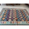 Tappeto Kilim Afgano Moderno Multicolor - Intessuto a Mano, Nuovo - 209x158 cm