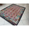 Tappeto Kilim Afgano Moderno Multicolore 198x150 cm - Tessuto a Mano in Pura Lana (Nuovo)