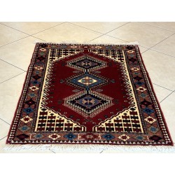 Tappeto Persiano Yalameh Nuovo 120x80 cm – Nodato a Mano, Lana Pregiata e Motivi Geometrici