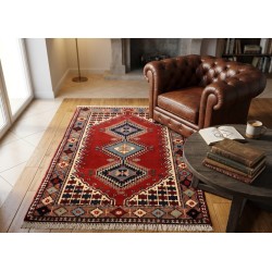 Tappeto Persiano Yalameh Nuovo 120x80 cm – Nodato a Mano, Lana Pregiata e Motivi Geometrici
