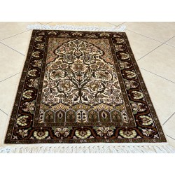 Tappeto Orientale Srinagar (India) in Pura Seta Naturale – 122 x 96 cm – Nuovo