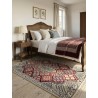 Tappeto Persiano Nain 9L "Geometrico" – 138x90 cm – Lana e Seta, Rosso Rubino e Panna