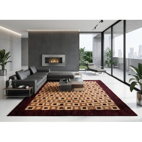 Elegantissimo Tappeto Gabbeh Geometrico in Pura Lana (187x189 cm) – NUOVO