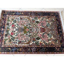 Tappeto Persiano Tabriz Extra Fine 60 Raj – Lana e Seta, Motivo Figurativo "Albero della Vita" – 155x105 cm