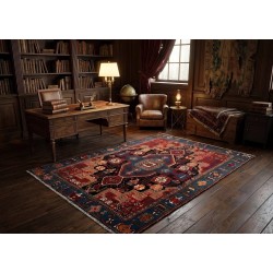 Tappeto Persiano Nahavand Autentico in Lana (227x150 cm) - Motivo Geometrico