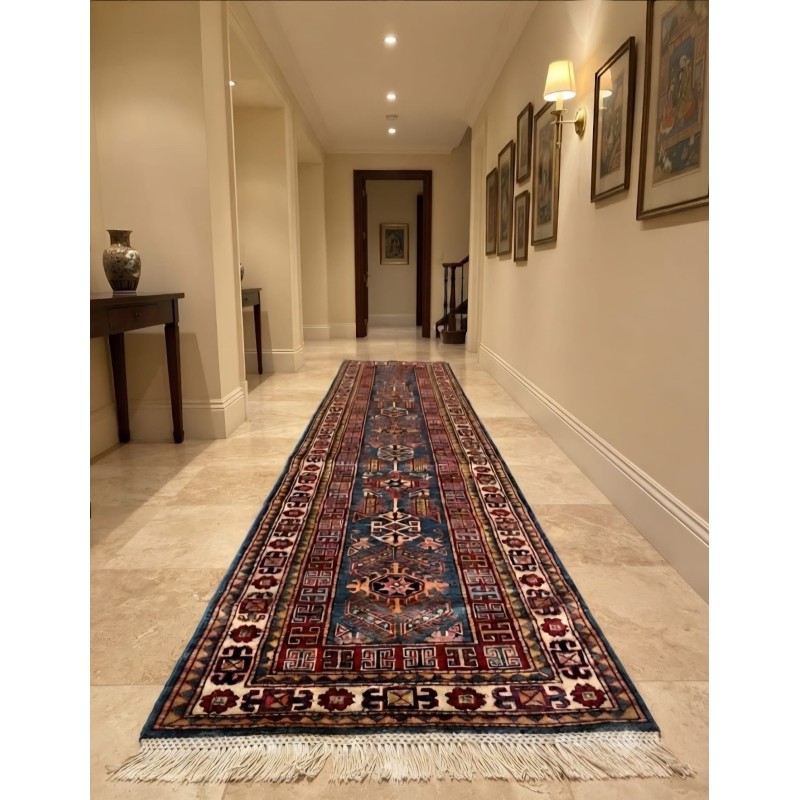 Splendido Tappeto Usbek Gold Extra Fine in Lana 303x80 cm – Nuovo