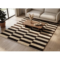 Tappeto Gabbeh Extra Fine Moderno in Lana - Design a Scacchiera (227 x 166 cm) - Nuovo