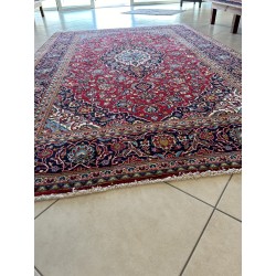Tappeto Persiano Keshan Nuovo in Lana - Rosso/Blu - 300x205 cm