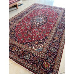 Tappeto Persiano Keshan Nuovo in Lana - Rosso/Blu - 300x205 cm