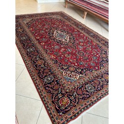 Tappeto Persiano Keshan Nuovo in Lana - Rosso/Blu - 300x205 cm
